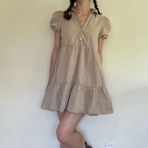 Tan babydoll mini dress